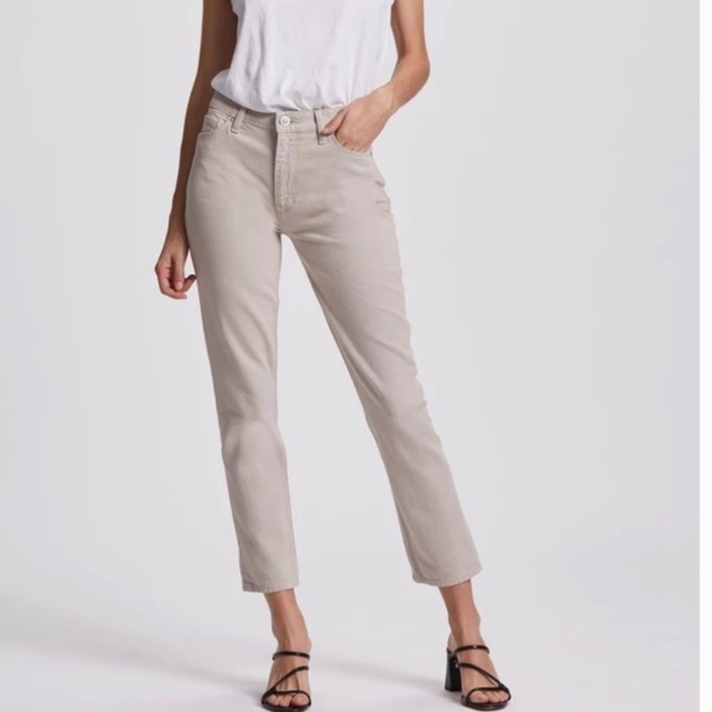 Hudson Jeans 25 Barbara Straight Leg Ankle Tan Ivory neutral classic
